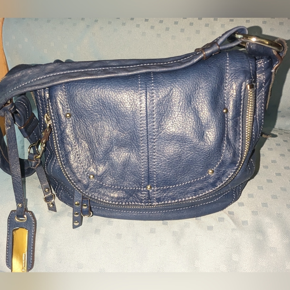 Bruce Makowsky hobo blue shoulder studded bag
